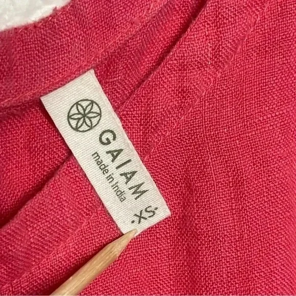 Gaiam Woman's XS Sleeveless Maxi Dress Lagenlook Coral Pink Linen Vacation Dress - Picture 6 of 14